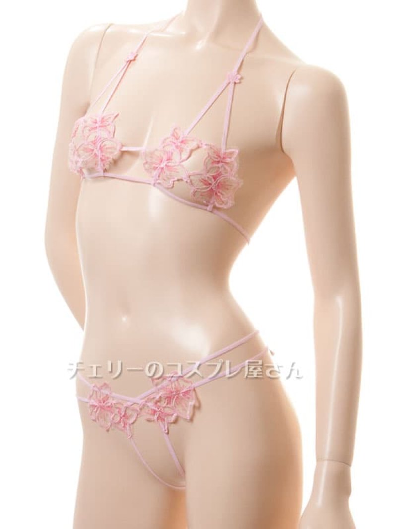 トップがでちゃう！フルオープンブラ＆オープンクロッチショーツ・ピンク7