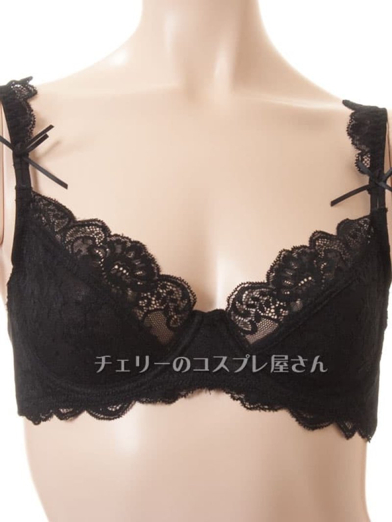 エレガントなセミシースルー ノンパッド ワイヤー入りブラセット・黒8