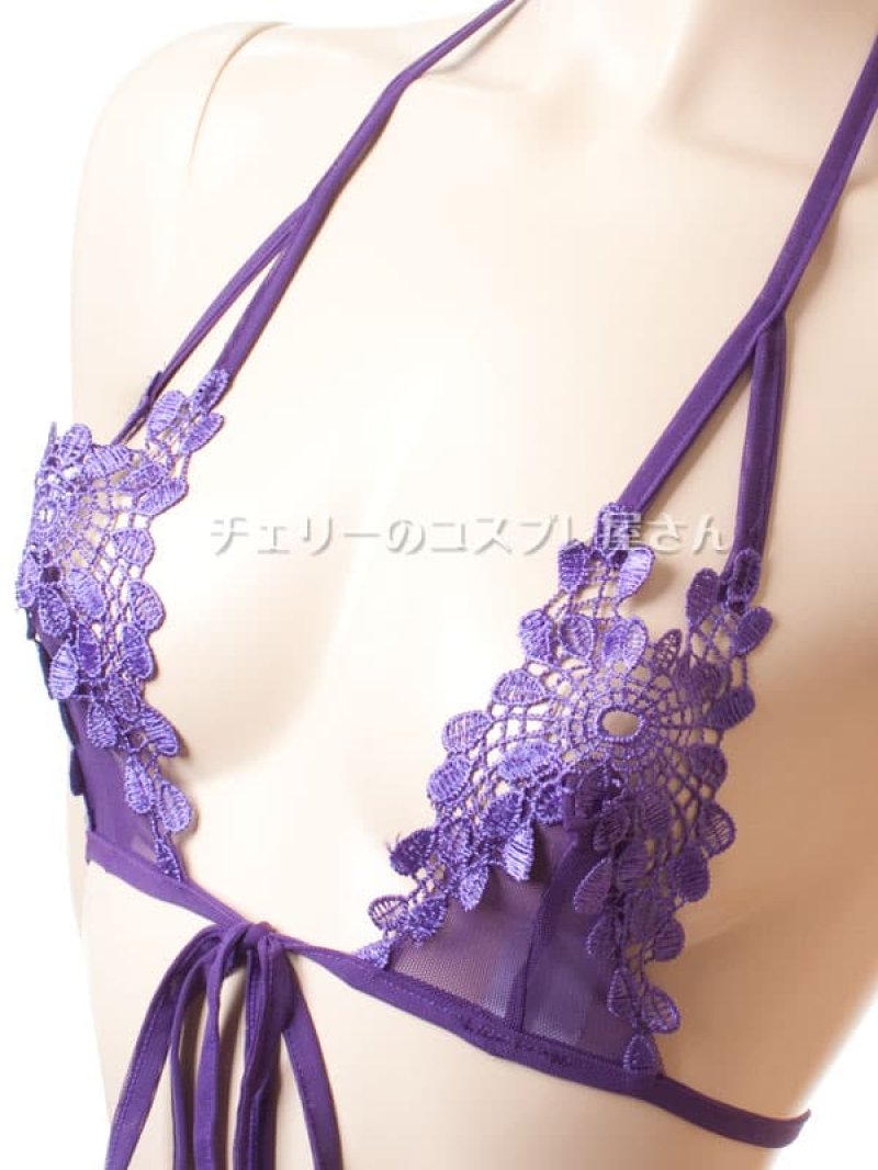 後ろから前からどうぞ！？ストリングブラ＆オープンクロッチショーツ・紫8
