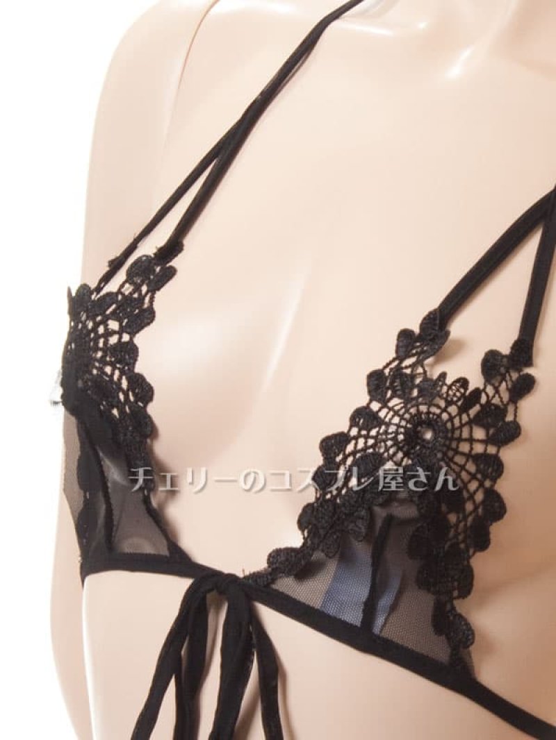 後ろから前からどうぞ！？ストリングブラ＆オープンクロッチショーツ・黒9