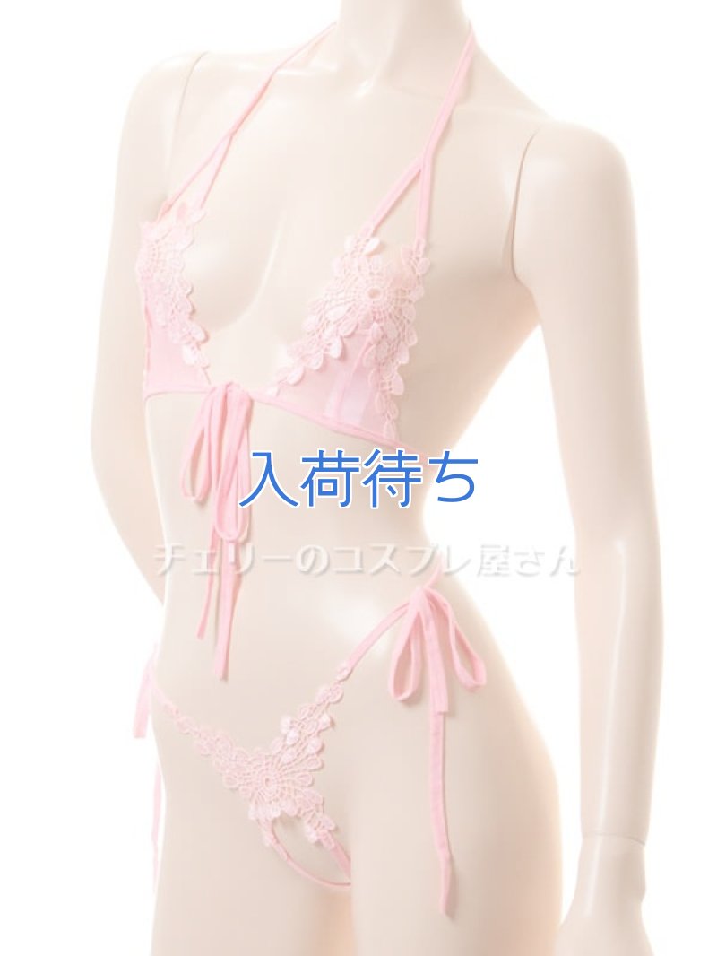 後ろから前からどうぞ！？ストリングブラ＆オープンクロッチショーツ・ピンク7