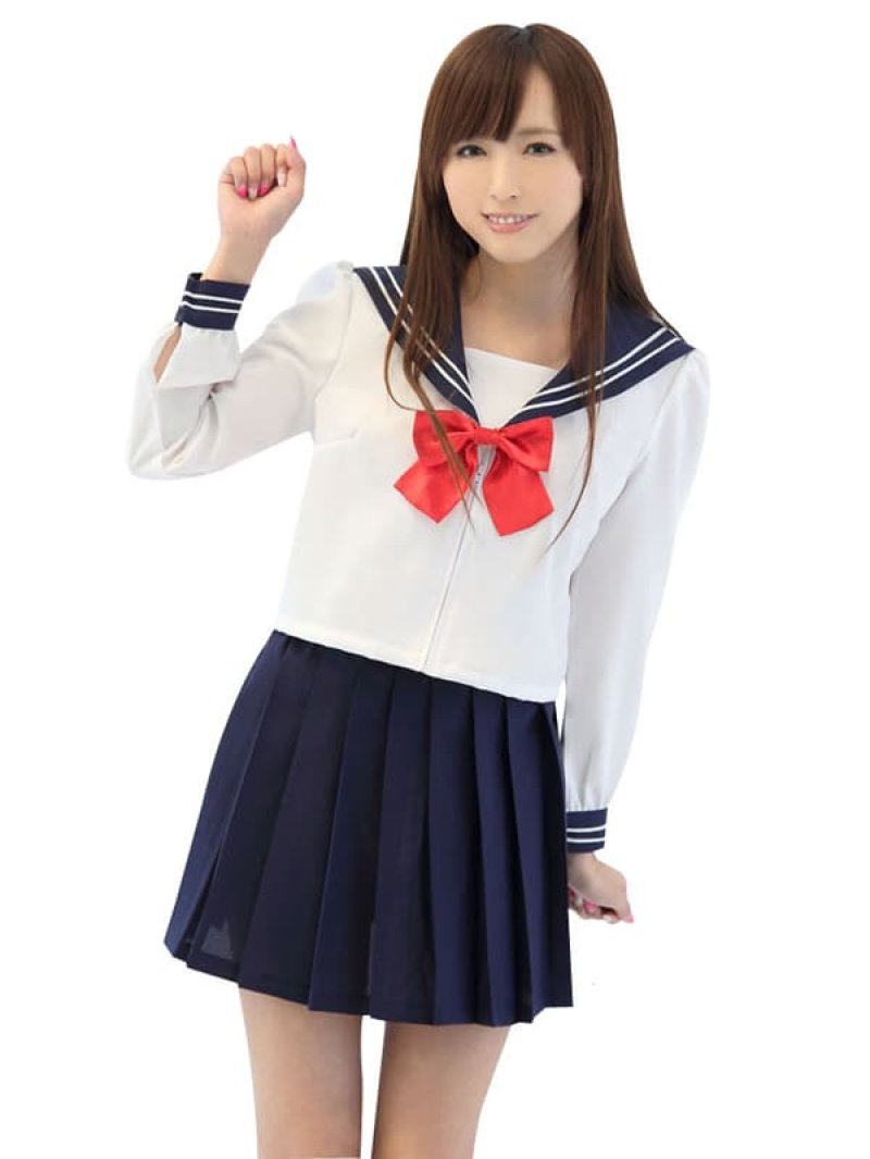前開きセーラー服(白/紺) 長袖 リボン2