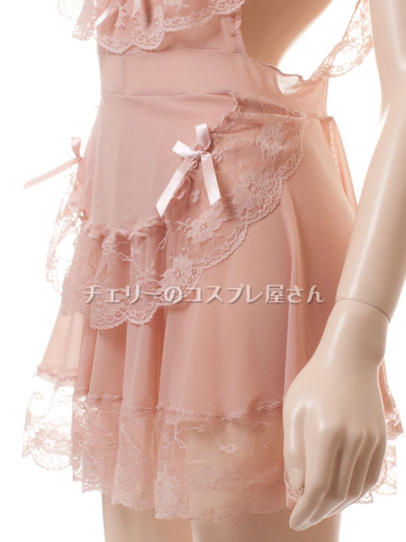 キッチンへGO!エプロンタイプのシースルーベビードール・ライトブラウン12