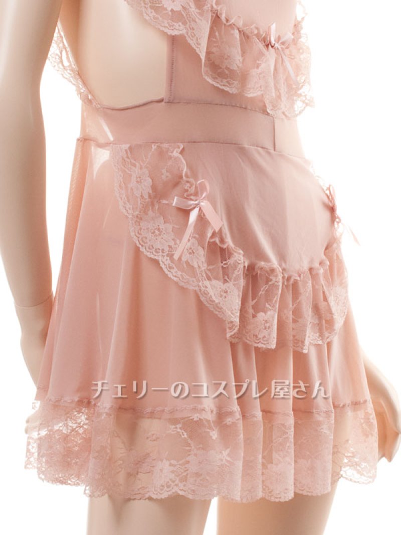 キッチンへGO!エプロンタイプのシースルーベビードール・ライトブラウン14