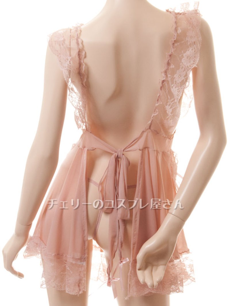 キッチンへGO!エプロンタイプのシースルーベビードール・ライトブラウン15