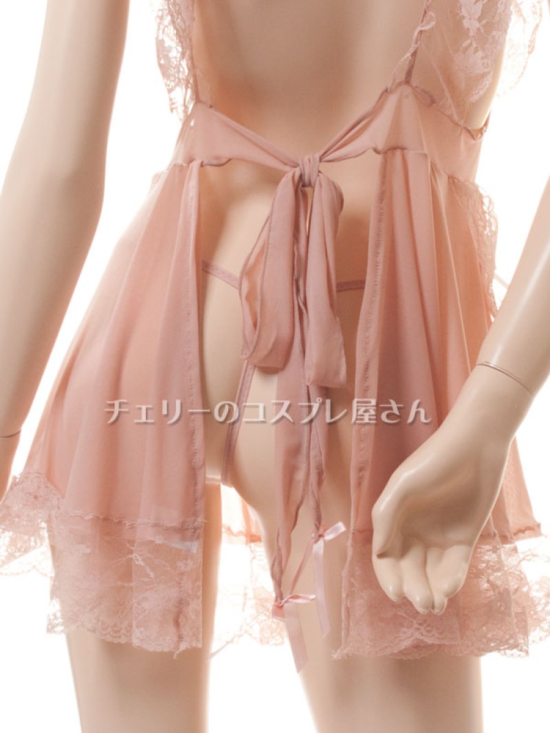 キッチンへGO!エプロンタイプのシースルーベビードール・ライトブラウン17