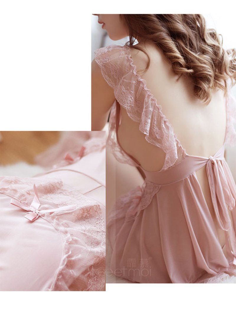 キッチンへGO!エプロンタイプのシースルーベビードール・ライトブラウン4