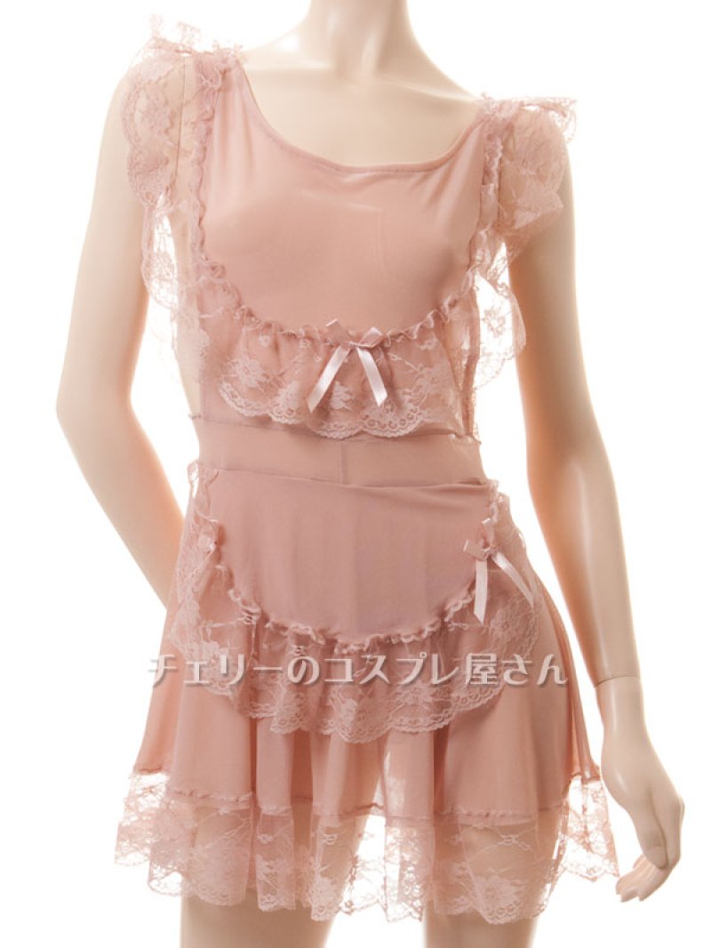 キッチンへGO!エプロンタイプのシースルーベビードール・ライトブラウン6