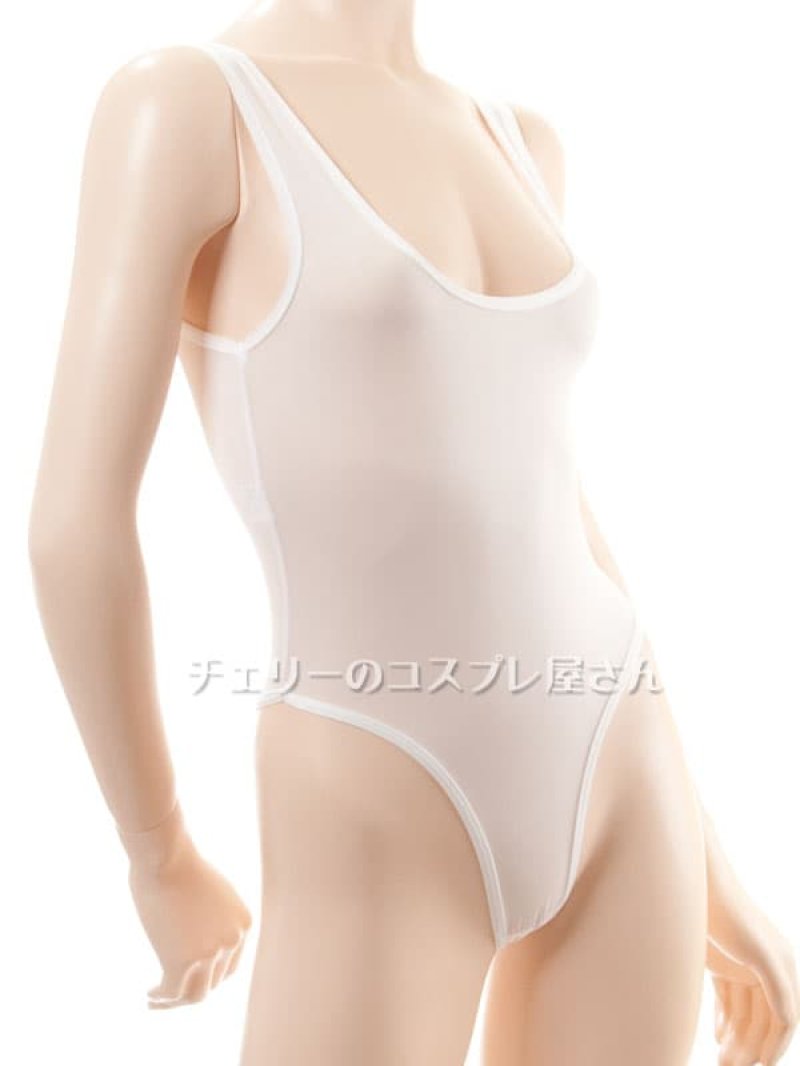 あいちゃう!オープンクロッチ ハイレグ レオタード・白9