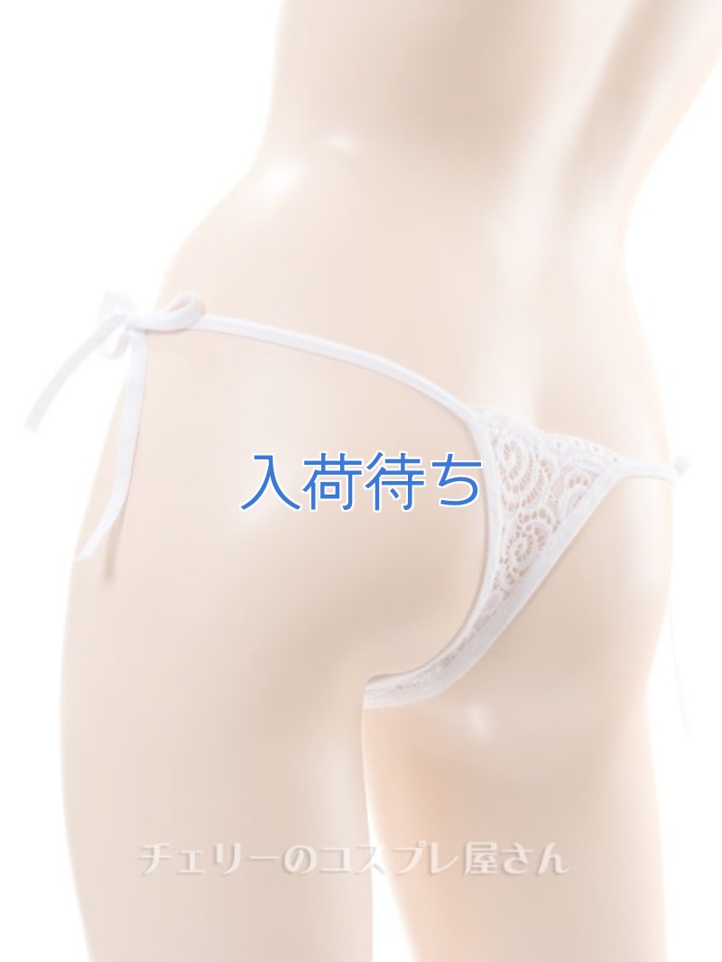 サイド結び シースルレース Ｔバック・白8