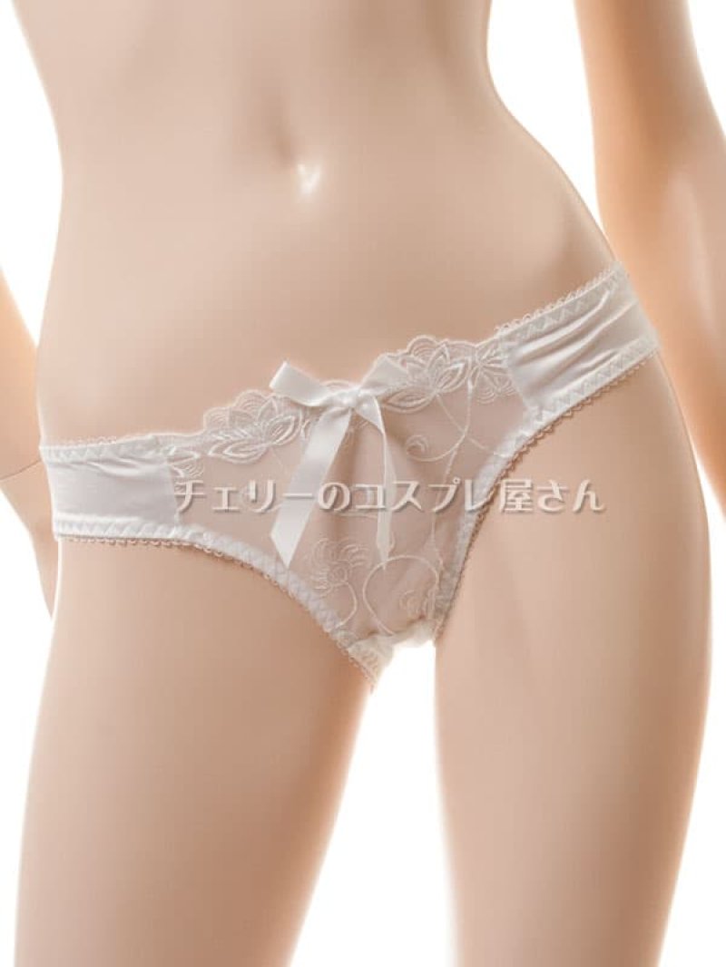 リボンのセミシースルー ノンパッド ワイヤー入りブラセット・白8