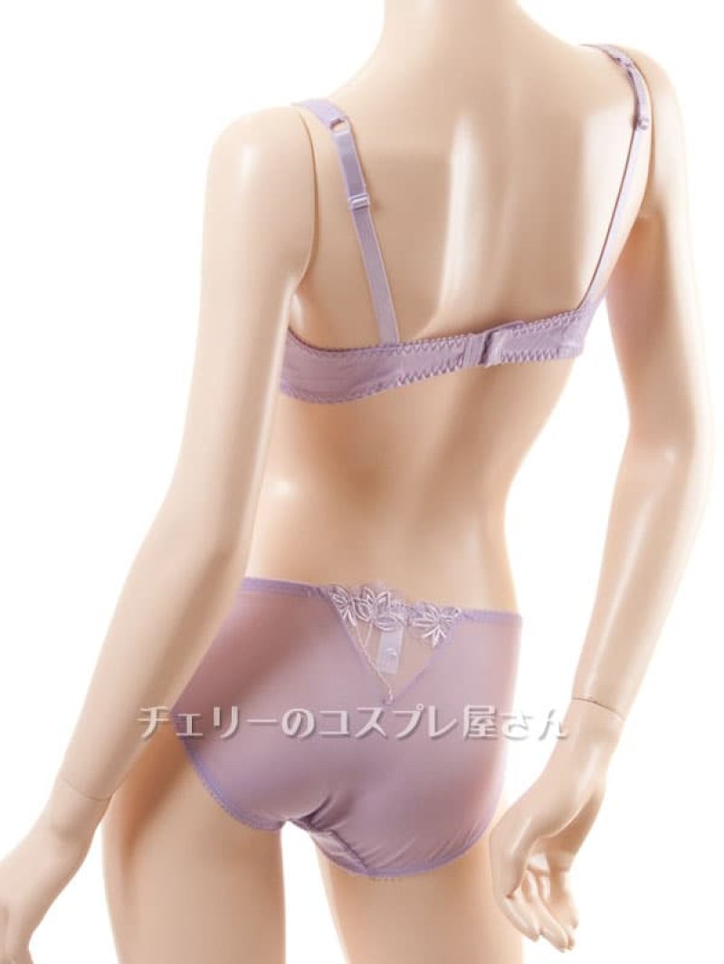 リボンのセミシースルー ノンパッド ワイヤー入りブラセット・紫13