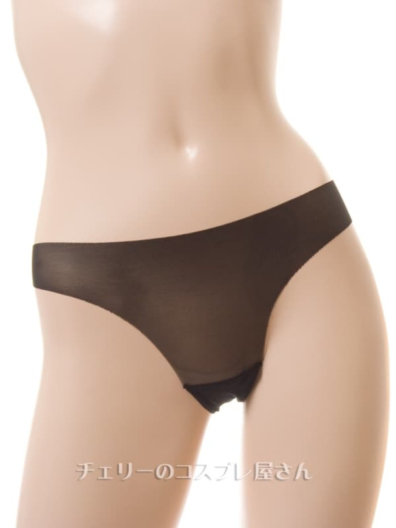 ストッキング素材 フルシースルーTバック・黒6