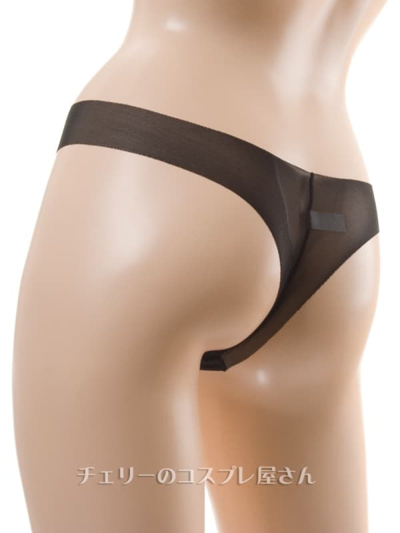 ストッキング素材 フルシースルーTバック・黒9