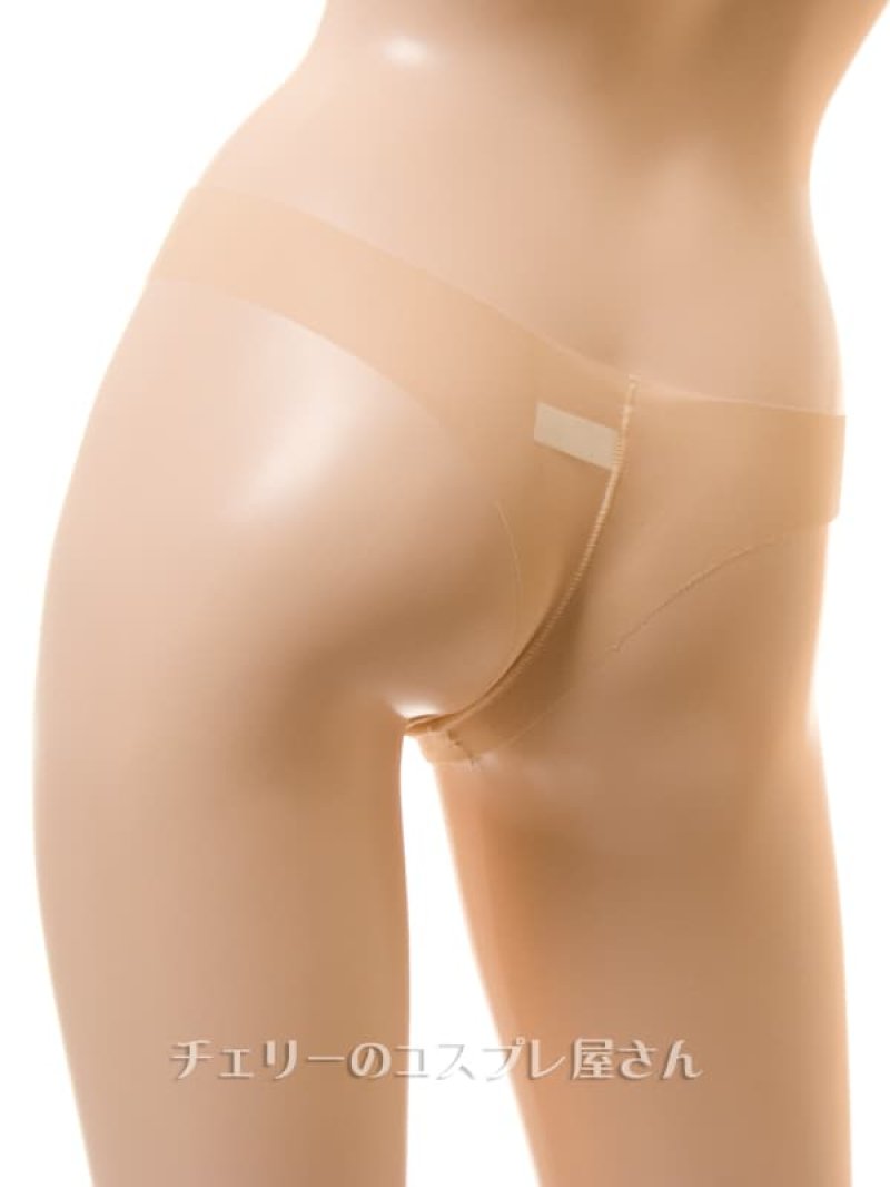 ストッキング素材 フルシースルーTバック・アプリコット10