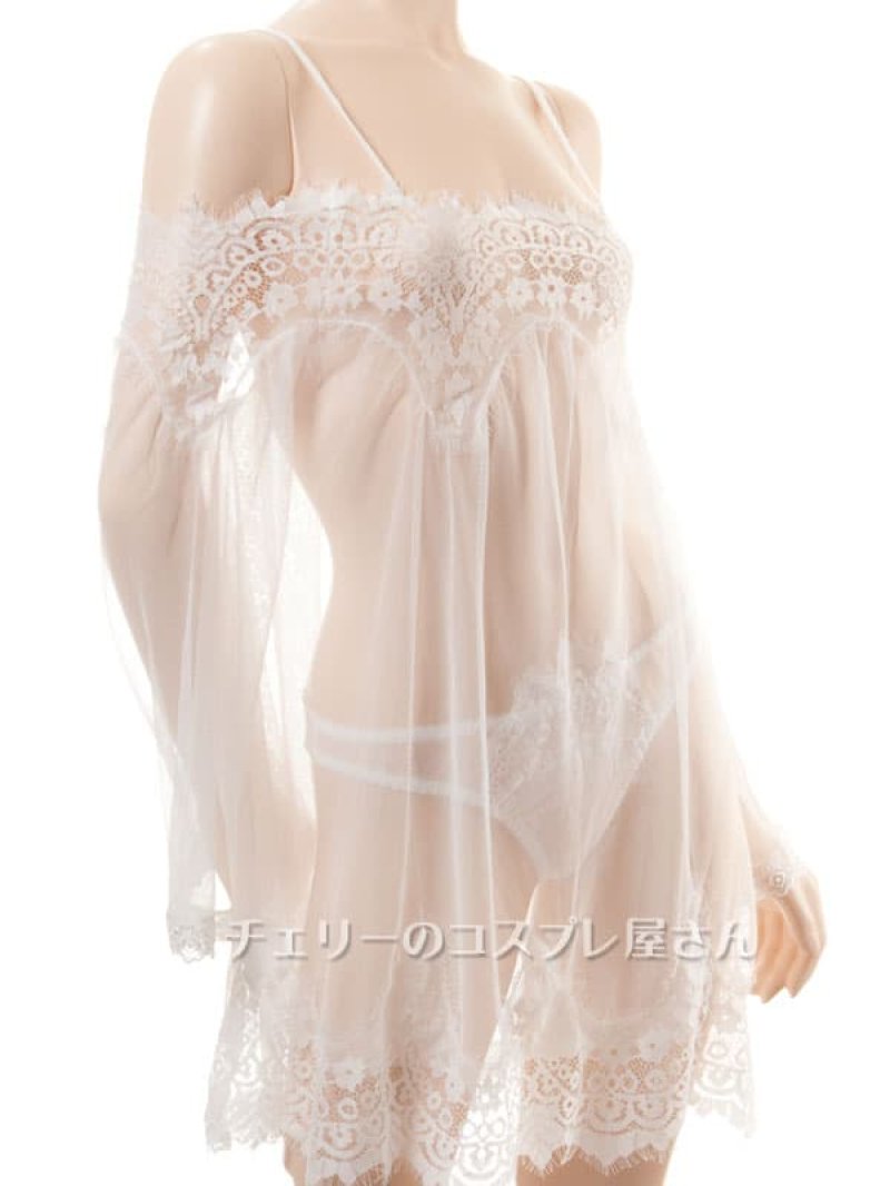 魅惑のシースルー ネグリジェ・白9