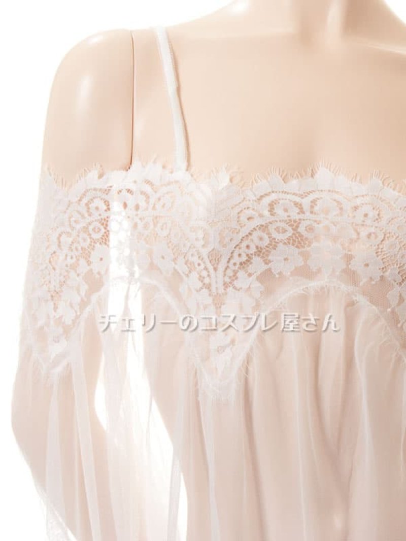 魅惑のシースルー ネグリジェ・白5
