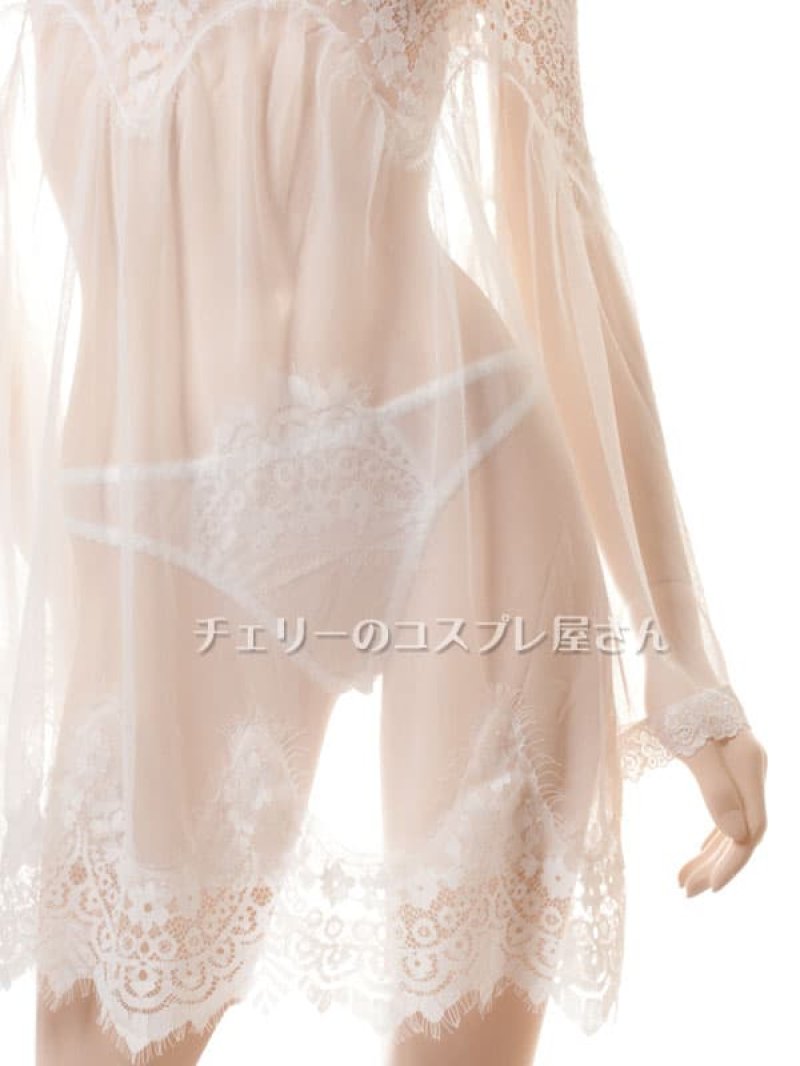魅惑のシースルー ネグリジェ・白6