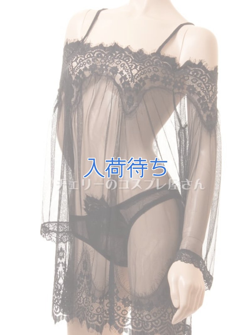 魅惑のシースルー ネグリジェ・黒7