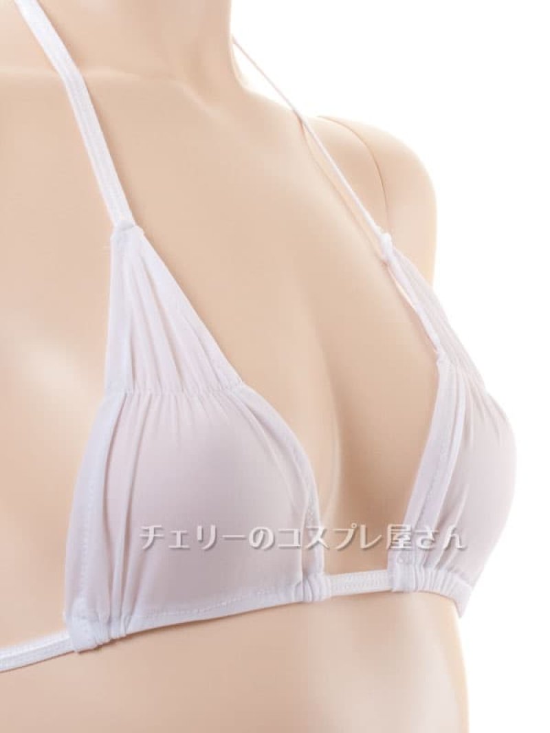 濡れると透けちゃう!さらさらシースルービキニ・白14