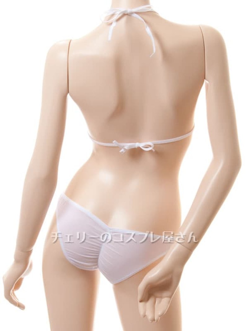 濡れると透けちゃう!さらさらシースルービキニ・白16