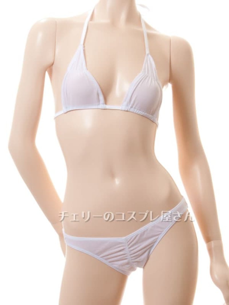 濡れると透けちゃう!さらさらシースルービキニ・白7