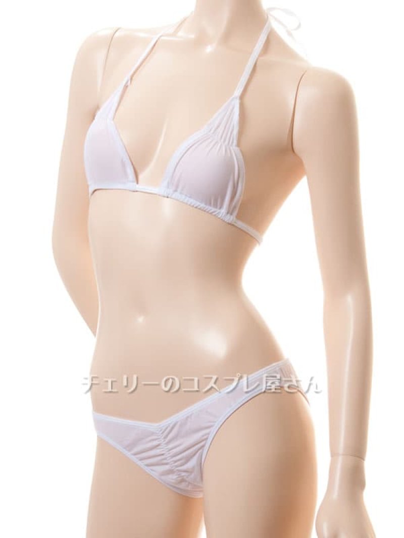 濡れると透けちゃう!さらさらシースルービキニ・白10
