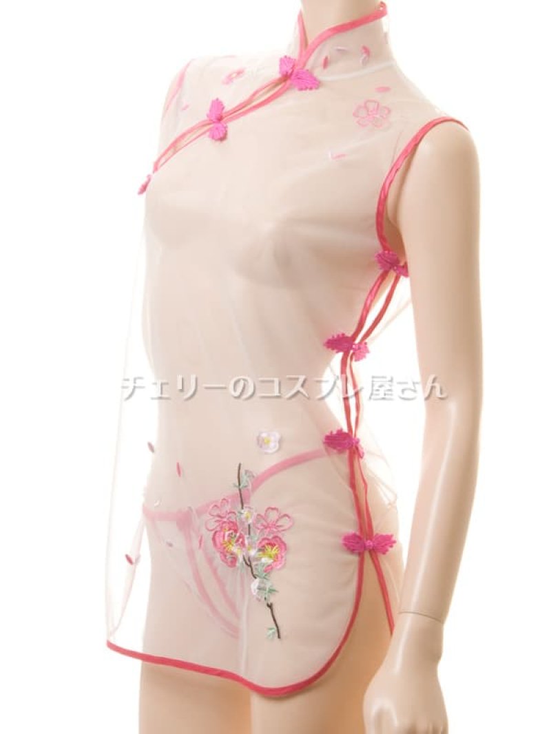 透け透け!シースルー チャイナドレス・白9