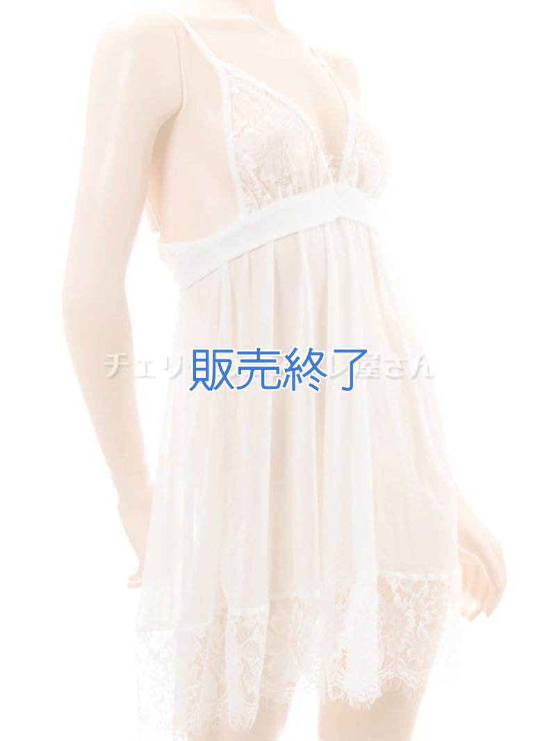 背中で結ぶ するりと脱げるベビードール・白12