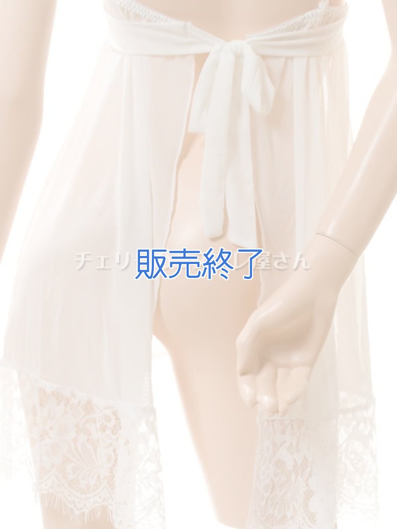 背中で結ぶ するりと脱げるベビードール・白16