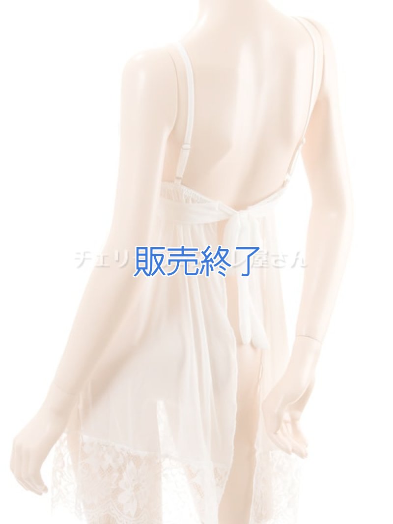 背中で結ぶ するりと脱げるベビードール・白17