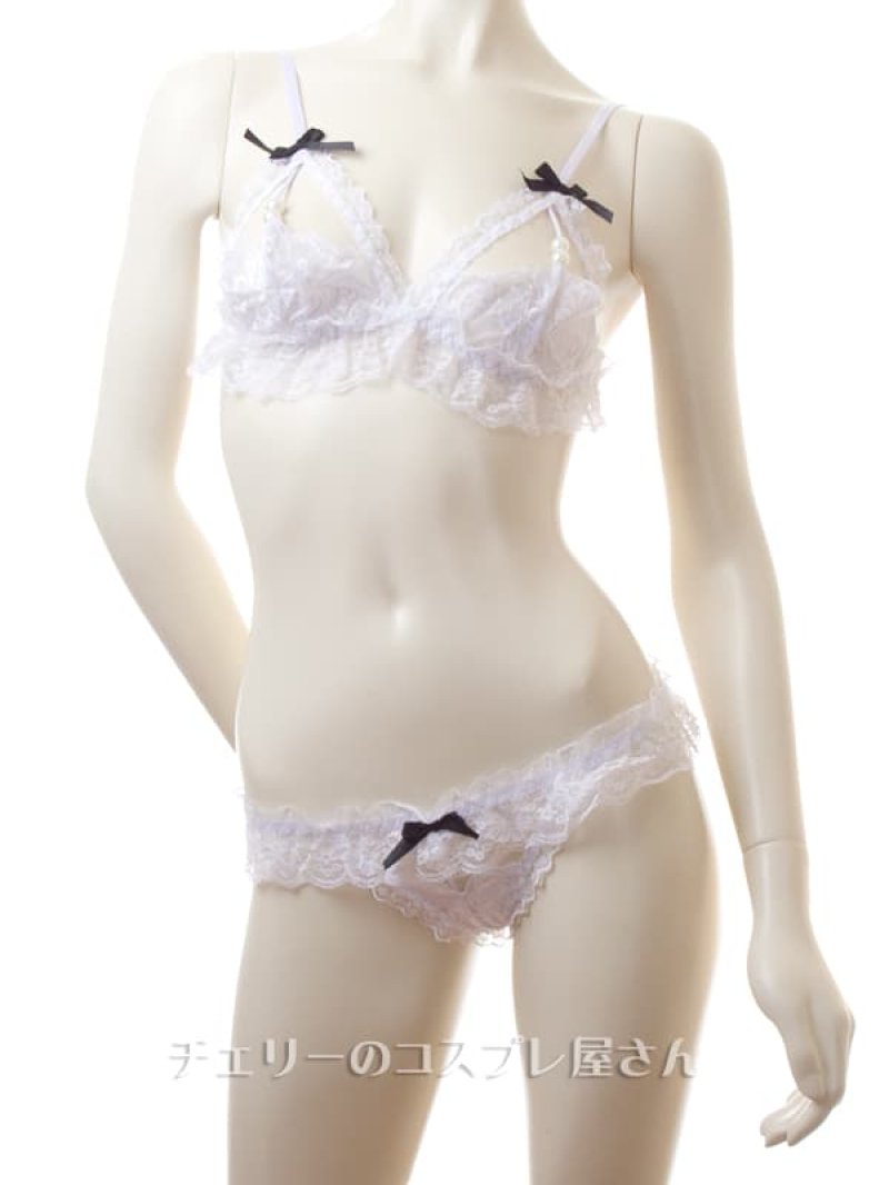 限界ギリギリ！？パールのオープンブラ＆ワイドオープンクロッチＧストリング・白5