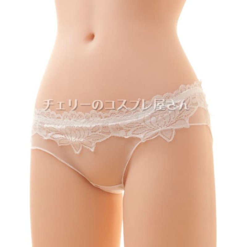 花柄レース フルシースルー フルバックショーツ・白4