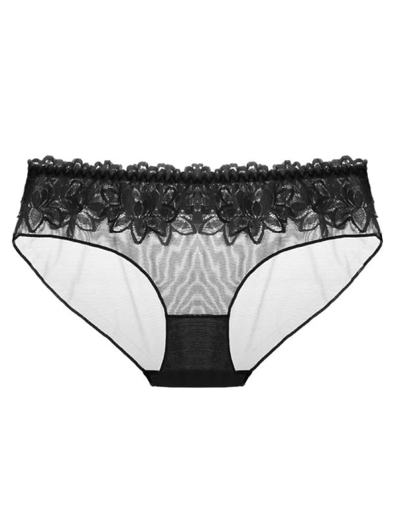 花柄レース フルシースルー フルバックショーツ・黒3