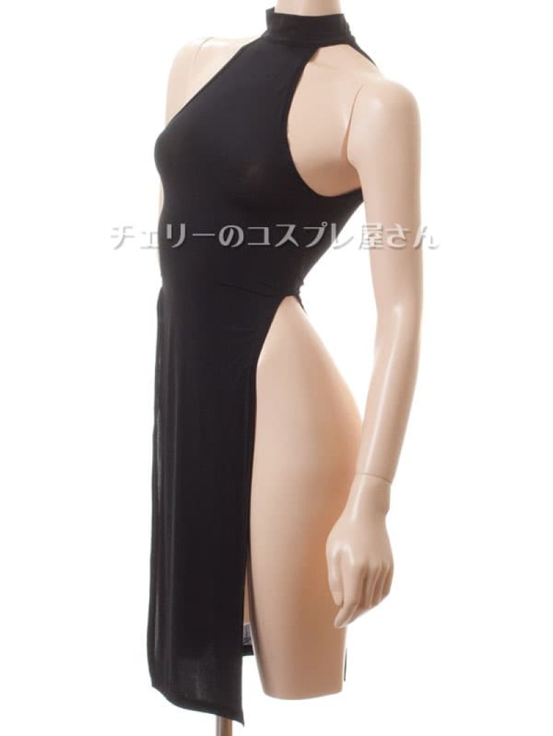 チャイナ風ロングスリットドレス・黒9