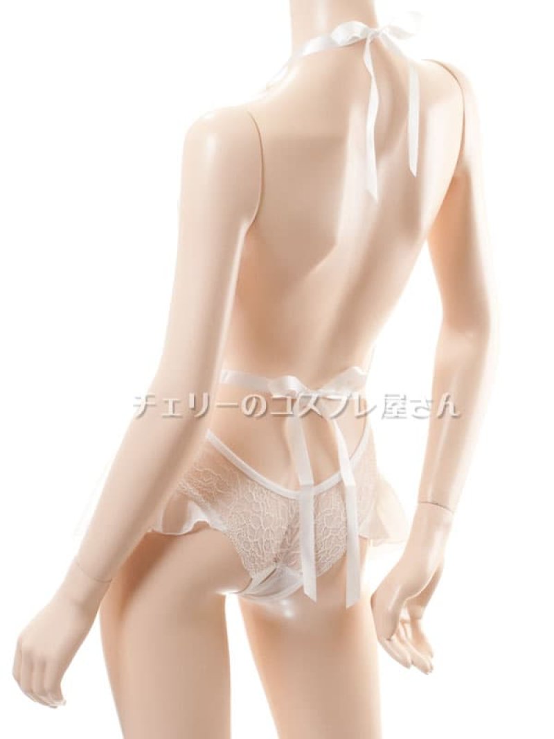 サイドフレアのオープンクロッチテディ・白17