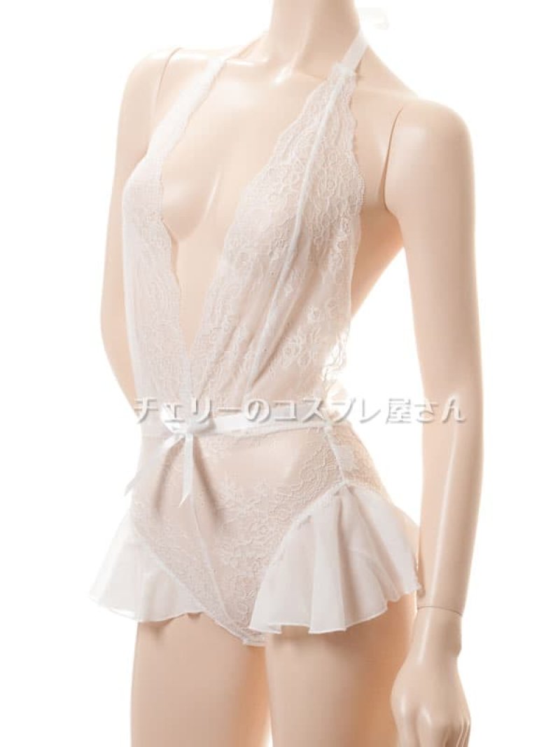 サイドフレアのオープンクロッチテディ・白8