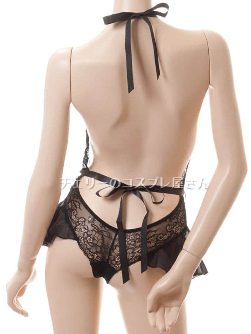 サイドフレアのオープンクロッチテディ・黒15