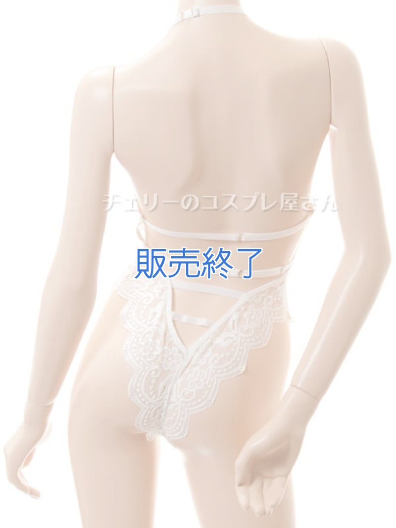 ボタンであいちゃう！総レースのボディフィット オープンクロッチテディ・白14