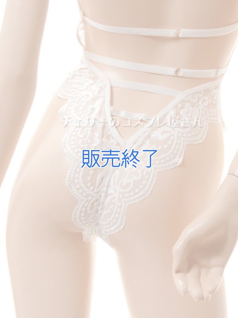 ボタンであいちゃう！総レースのボディフィット オープンクロッチテディ・白16