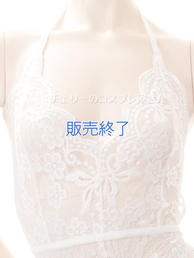 ボタンであいちゃう！総レースのボディフィット オープンクロッチテディ・白6