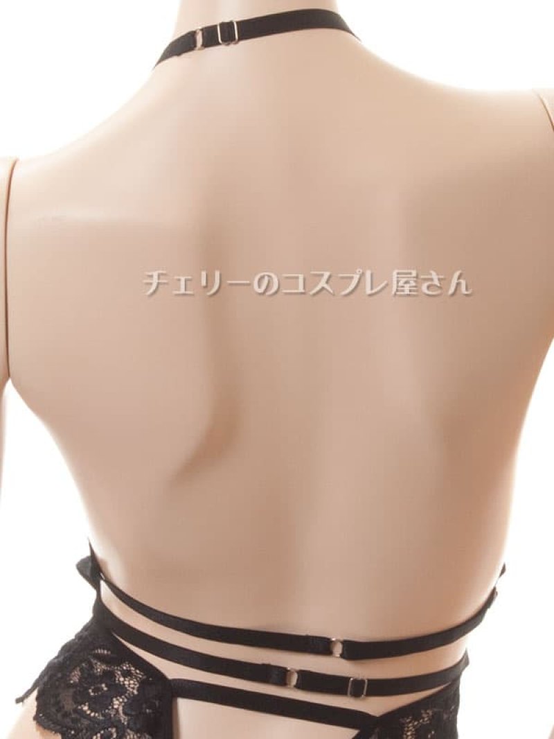 ボタンであいちゃう!総レースのボディフィット オープンクロッチテディ・黒15