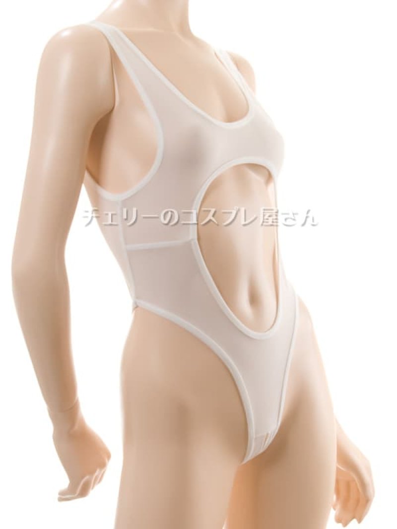 あいちゃう！はみ乳オープンクロッチ ハイレグレオタード・白8