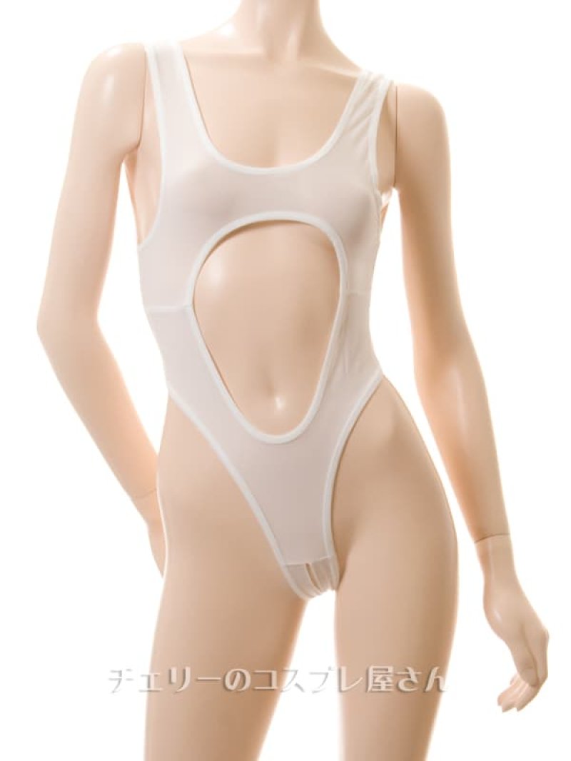 あいちゃう！はみ乳オープンクロッチ ハイレグレオタード・白3