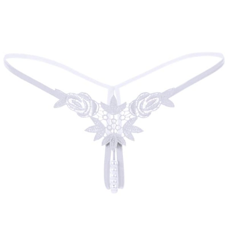 オープンクロッチ パールTストリングショーツ・白2