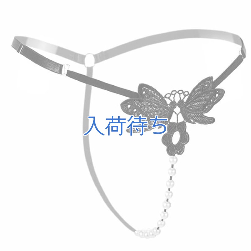 ホックで外せる オープンクロッチ パールストリング ショーツ・黒3