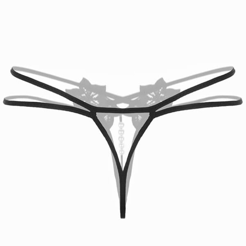 フロントパール ダブルストリング オープンクロッチショーツ・黒4