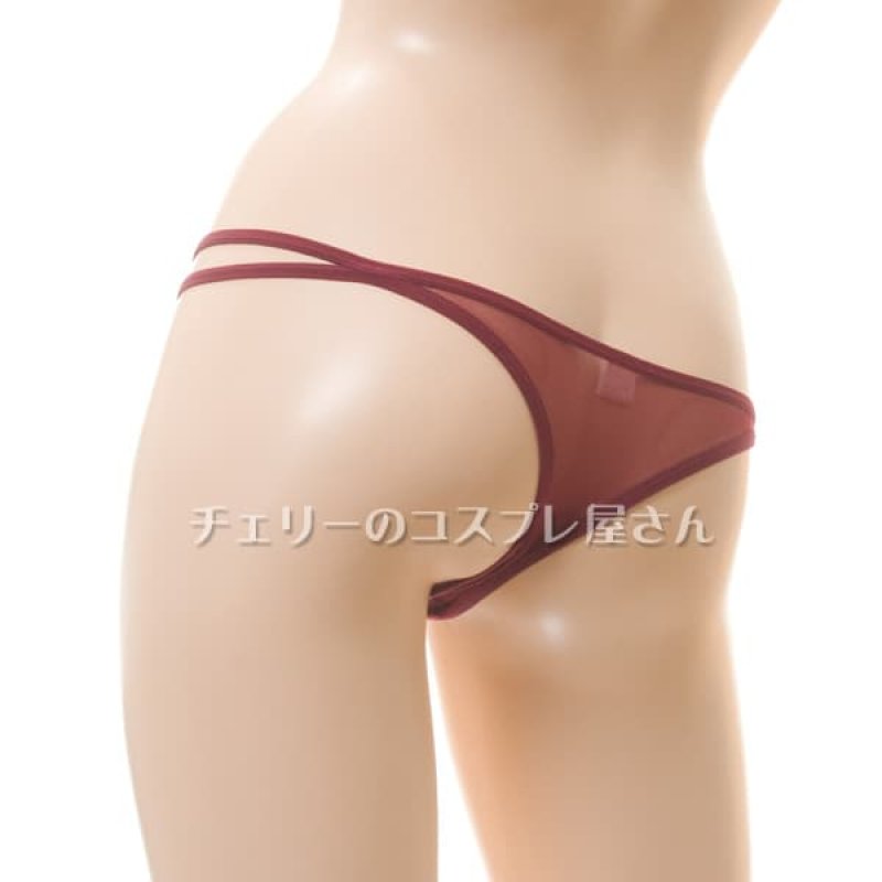 パピヨンデザイン フロントパール ハーフバックショーツ・ワインレッド10