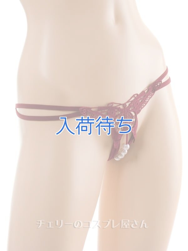 パピヨンデザイン フロントパール ハーフバックショーツ・ワインレッド1