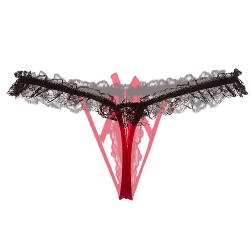 フロントパール フリルTバックショーツ・赤4